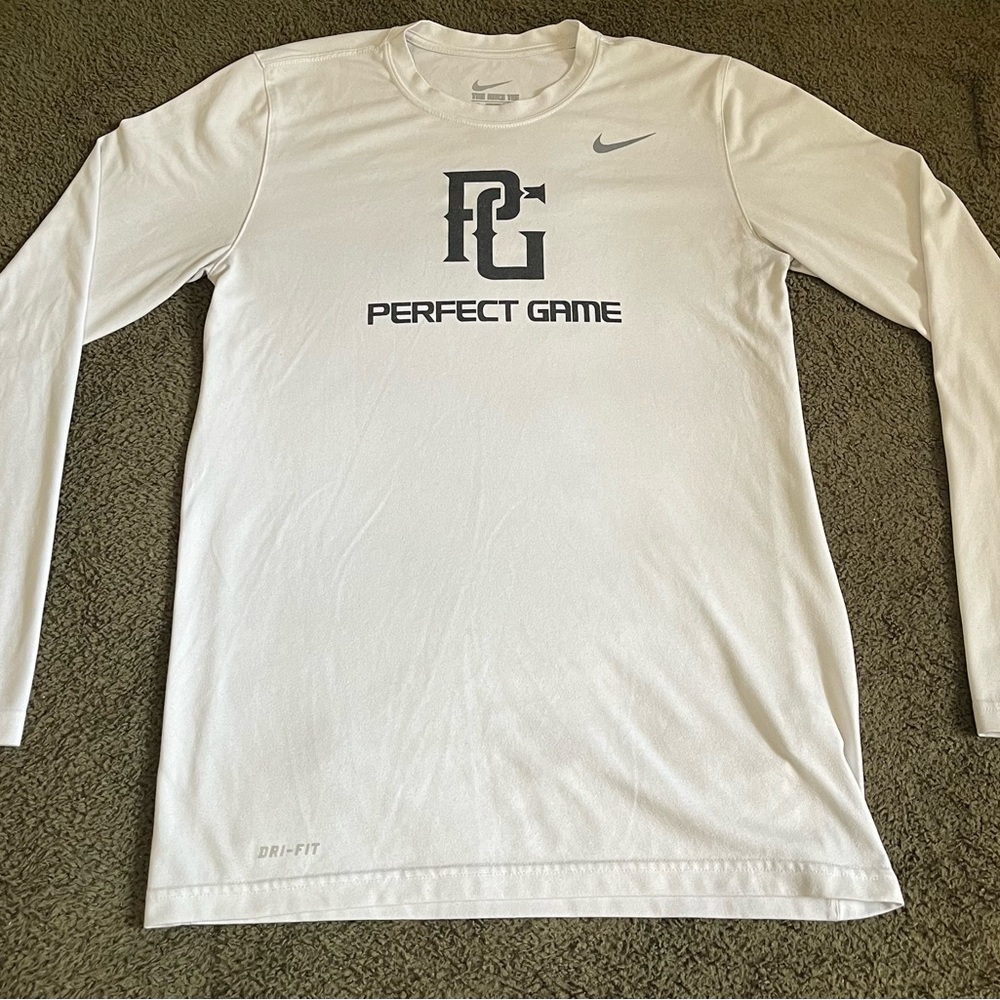 Nike Perfect Game dri fit, long sleeve white shirt, size S